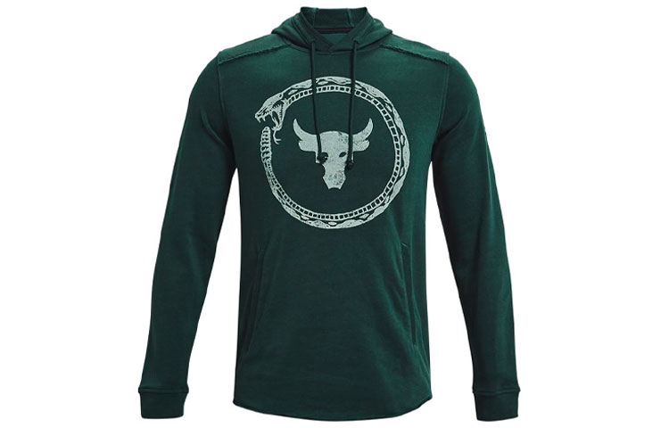 Under Armour UA Project Rock Green Logo Print Training Hoodie 1361747-384