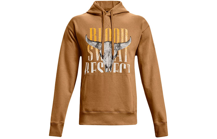 Under Armour UA Project Rock Pullover Hoodie - Training Athletic Wear, Ancient Brown 1367036-277