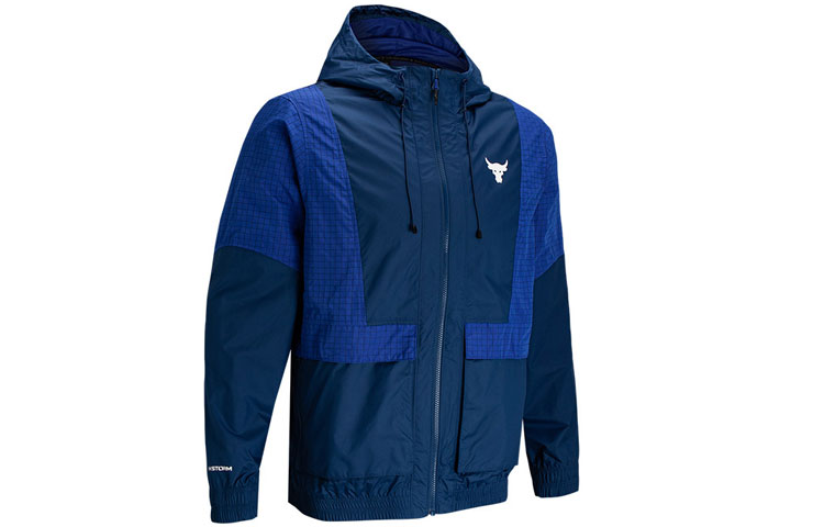 Under Armour UA Project Rock Storm Training Jacket Blue Colorblock by Dwayne Johnson 1367075-404