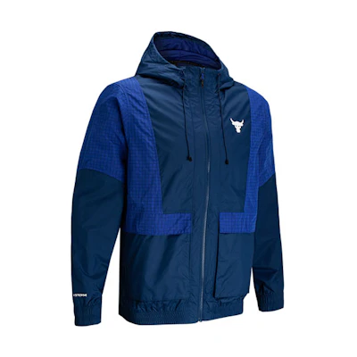 Under Armour UA Project Rock Storm Training Jacket Blue Colorblock by Dwayne Johnson 1367075-404