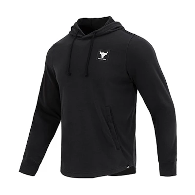 Under Armour UA Project Rock Terry Hoodie Black Casual Letter Print Pullover 1377428-001