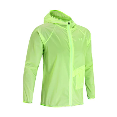 Under Armour UA Qualifier Green Lightweight Breathable Running Jacket with Hood 1326597-162