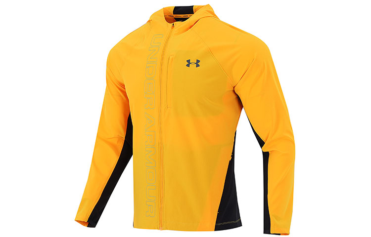 Under Armour UA Qualifier Logo Colorblock Woven Hooded Jacket Orange 1350173-880