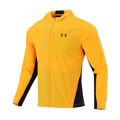 Under Armour UA Qualifier Logo Colorblock Woven Hooded Jacket Orange 1350173-880
