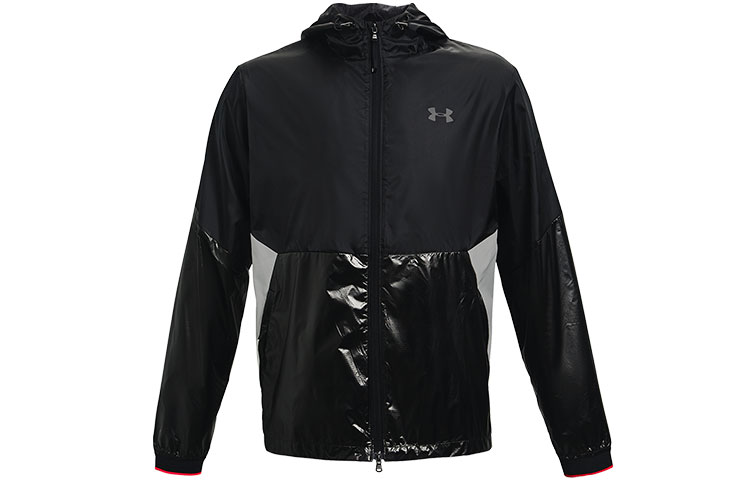Under Armour UA Recover Legacy Colorblock Logo Zip Hoodie Jacket Black - Running Apparel 1353370-002