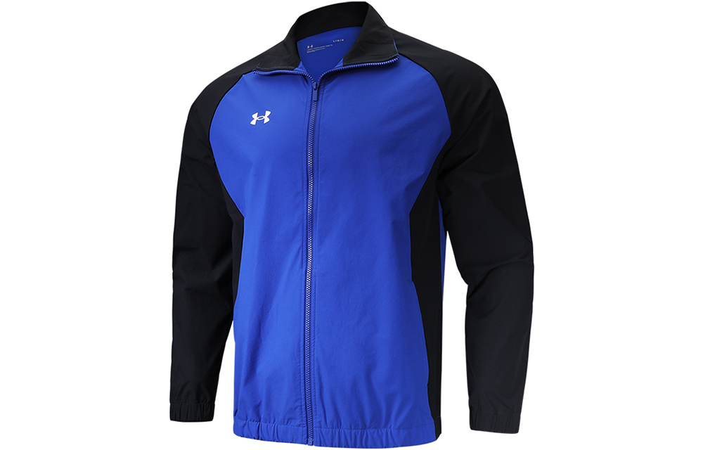 Under Armour UA Retro Colorblock Logo Print Track Jacket Blue - Retro Woven Stand Collar 22500402-400