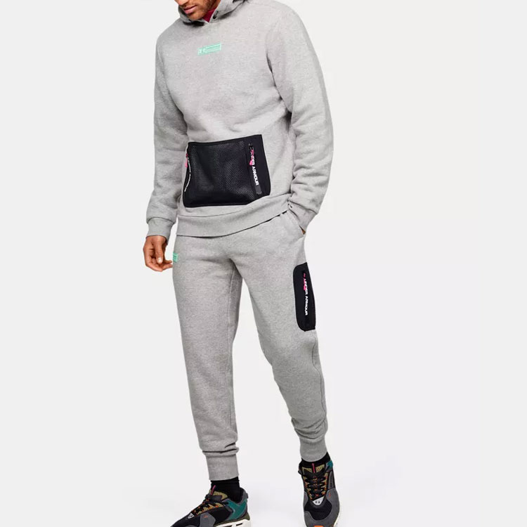 Details for Under Armour UA Retro Colorblock Pocket Fleece Hoodie Unisex Kelabu 1359141-014