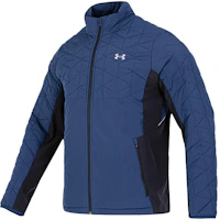 Under Armour UA Retro Straight Zip Colorblock Jacket Blue Outerwear with Logo Print 1364642-408 Under Armour UA Retro Straight Zip Colorblock Jacket Blue Outerwear with Logo Print 1364642-408
