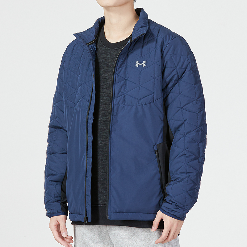 Details for Under Armour UA 復古直拉鍊拼色夾克 藍色外套附logo印花 1364642-408