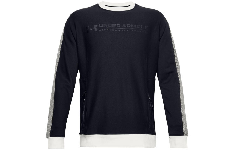 Under Armour UA Rival Amp Fleece Crew Training Sweatshirt Black Pullover 1357091-001