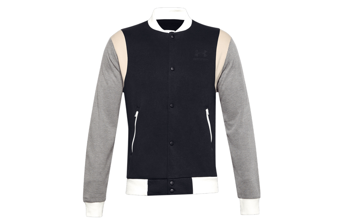 Under Armour UA Rival AMP Varsity Colorblock Fleece Bomber Jacket Black 1357146-001