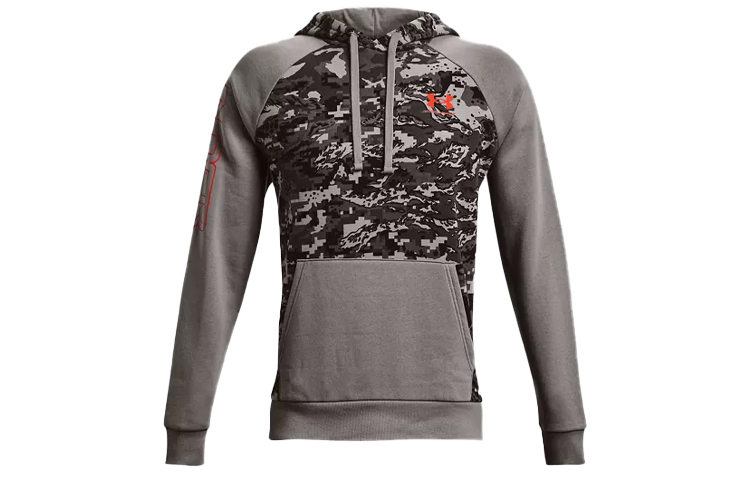 Under Armour UA Rival Camo Script Fleece Hoodie Casual Sportswear - Gray 1366308-066