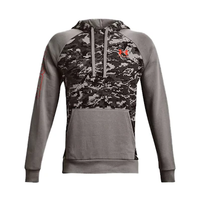 Under Armour UA Rival Camo Script Fleece Hoodie Casual Sportswear - Gray 1366308-066