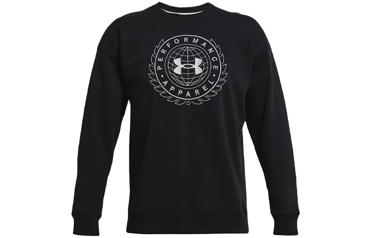 Under Armour UA Rival Fleece Crewneck Sweatshirt Black Winter Alma Mater Logo Embroidery 1366298-001