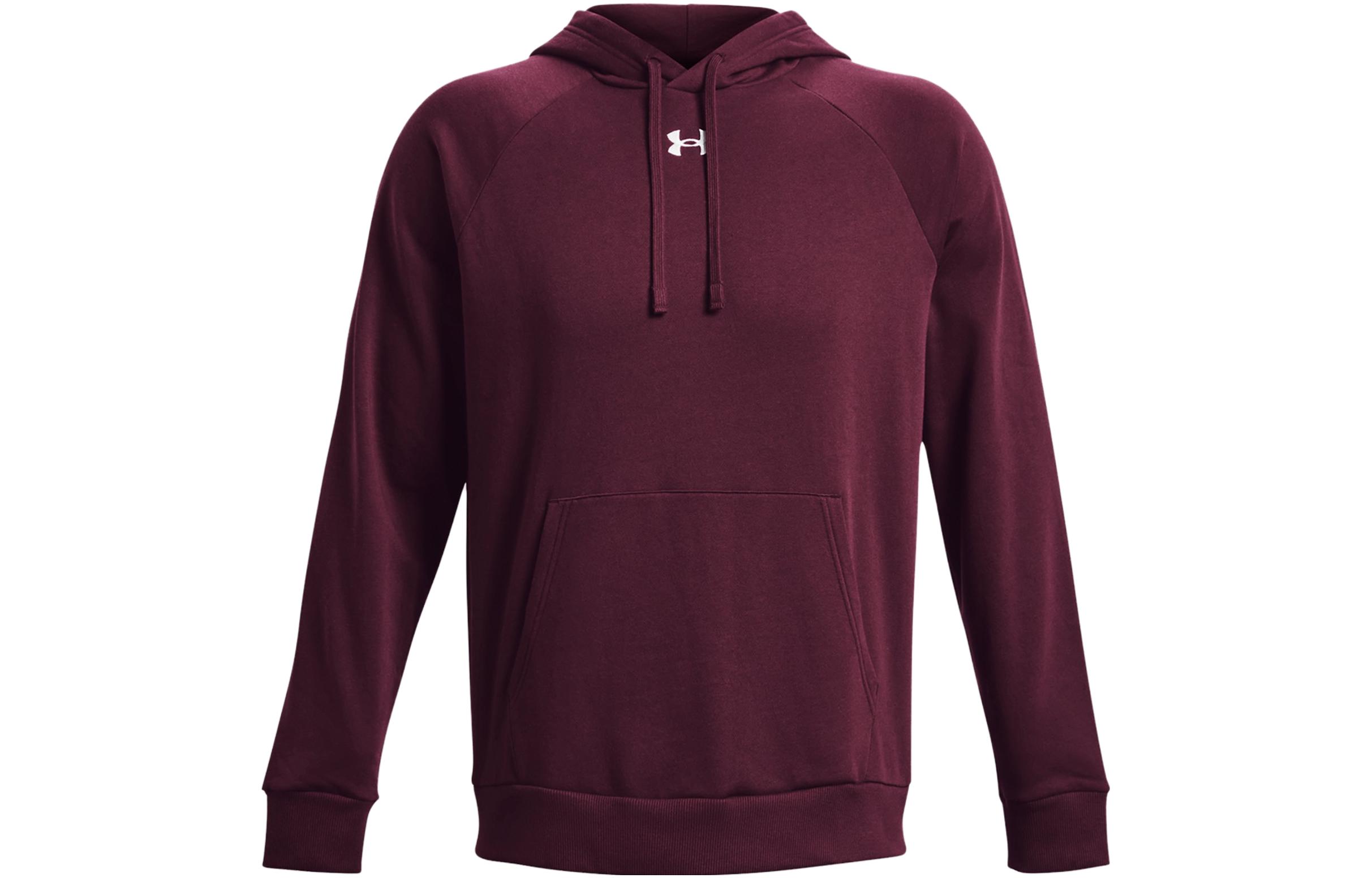 Under Armour UA Rival Fleece Hoodie Purple Logo Pullover Sweatshirt 1379757-600