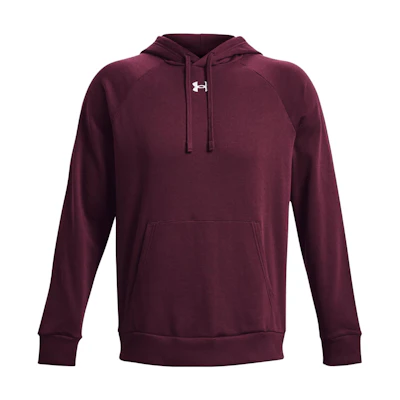 Under Armour UA Rival Fleece Hoodie Purple Logo Pullover Sweatshirt 1379757-600