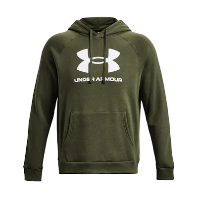 Under Armour UA Rival Fleece Letter Print Raglan Hoodie Green 1379758-390