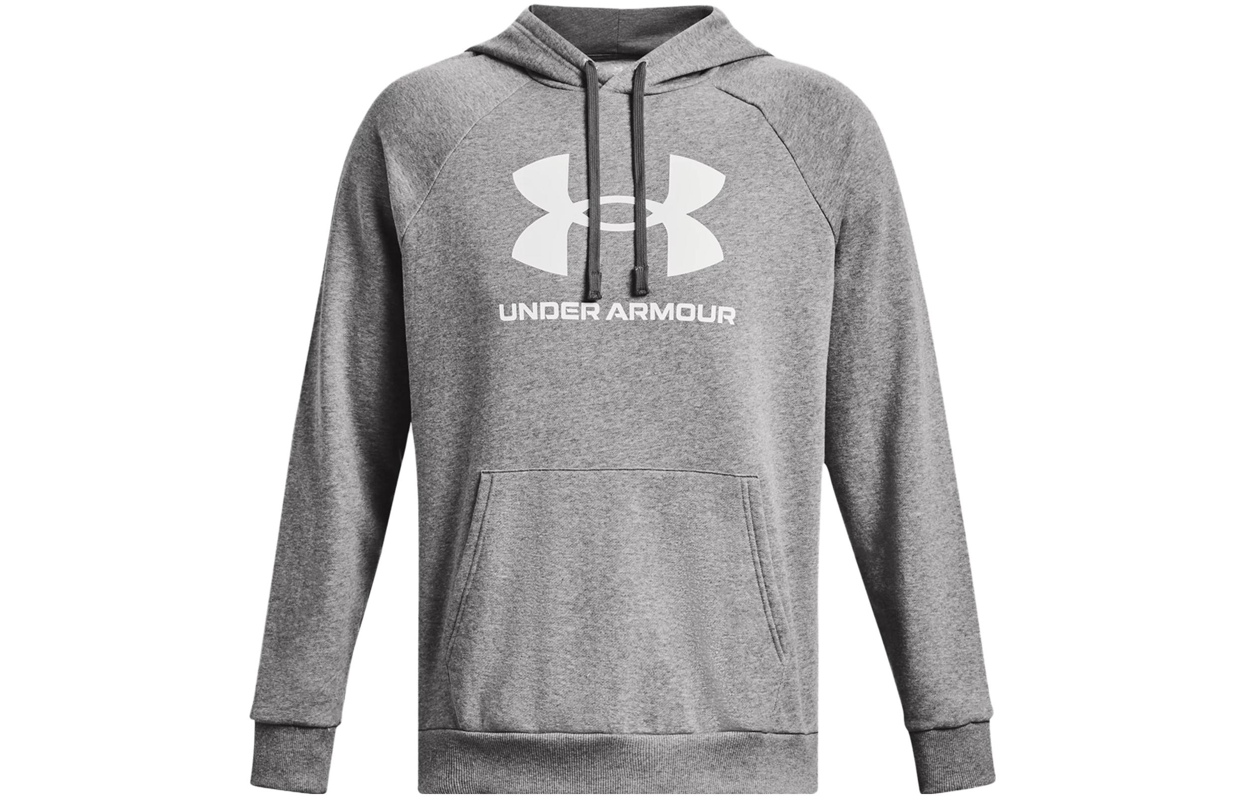 Under Armour UA Rival Fleece Letter Print Raglan Hoodie - Gray 1379758-025