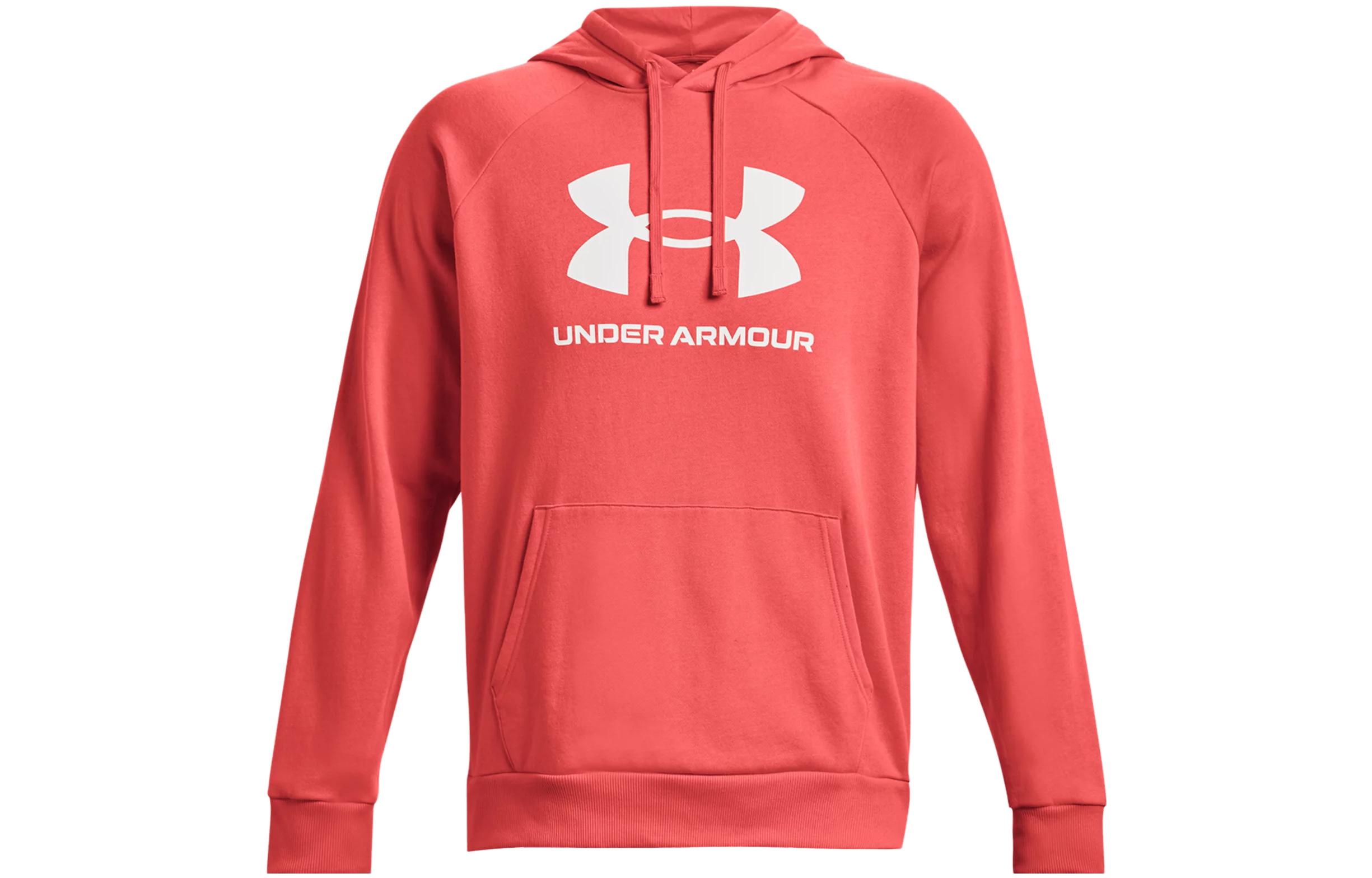 Under Armour UA Rival Fleece Letter Print Raglan Hoodie Orange 1379758-690