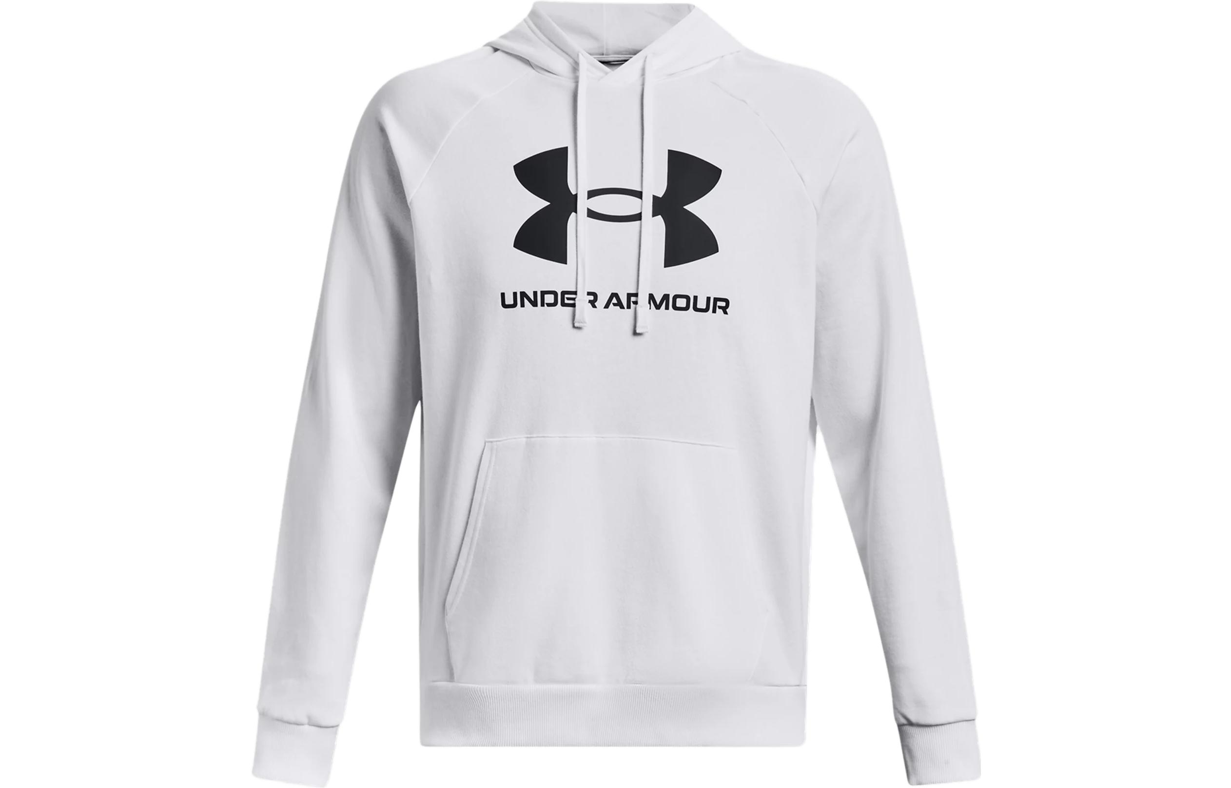 Under Armour UA Rival Fleece Logo Raglan Hoodie White 1379758-100