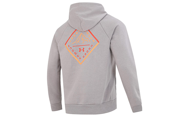 Under Armour UA Rival Fleece Mtn Hdy Geometric Letter Pullover Hoodie - Gray 1373181-294