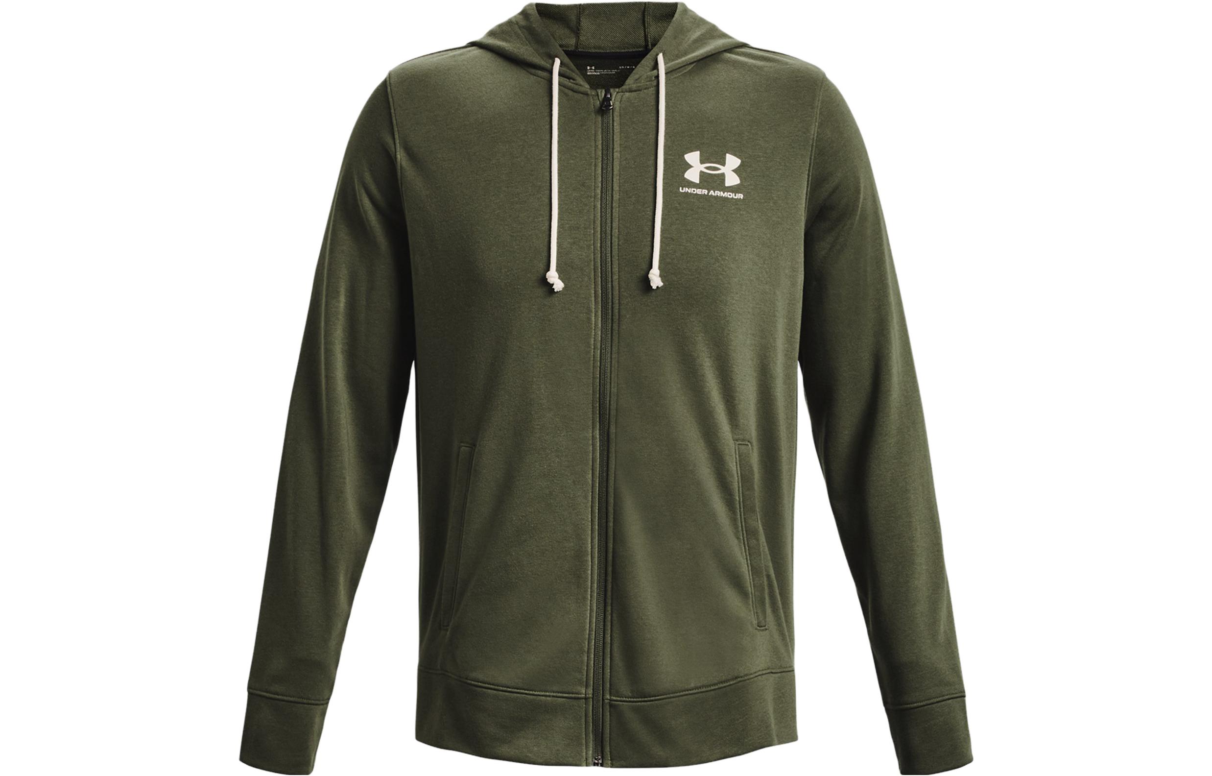 Under Armour UA Rival Green Hoodie with Logo Print 1370409-390