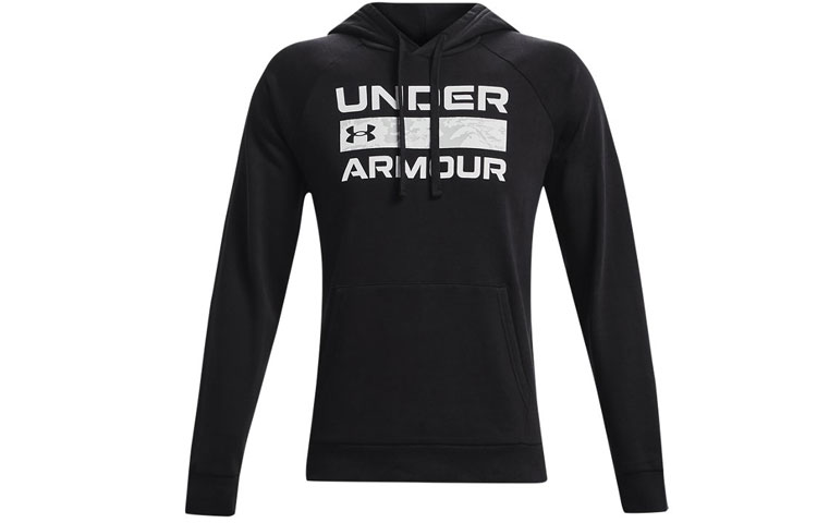 Under Armour UA Rival Logo Fleece Hoodie Black Winter Training Pullover 1366363-001