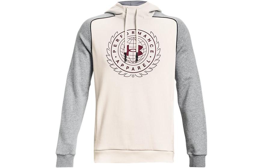 Under Armour UA Rival Printed Logo Fleece Hoodie White 1373831-112