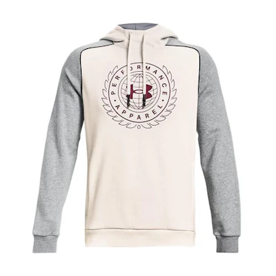 Under Armour UA Rival Printed Logo Fleece Hoodie White 1373831-112