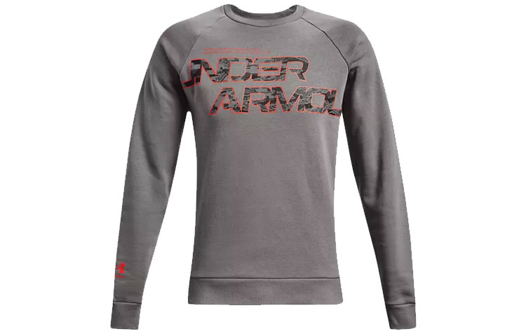 Under Armour UA Rival Script Camo Logo Fleece Crewneck Training Sweatshirt Winter Men’s Grey 1366306-066