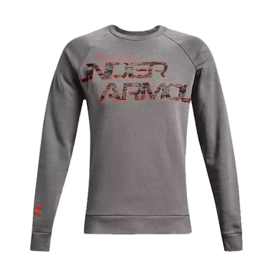 Under Armour UA Rival Script Camo Logo Fleece Crewneck Training Sweatshirt Winter Men’s Grey 1366306-066