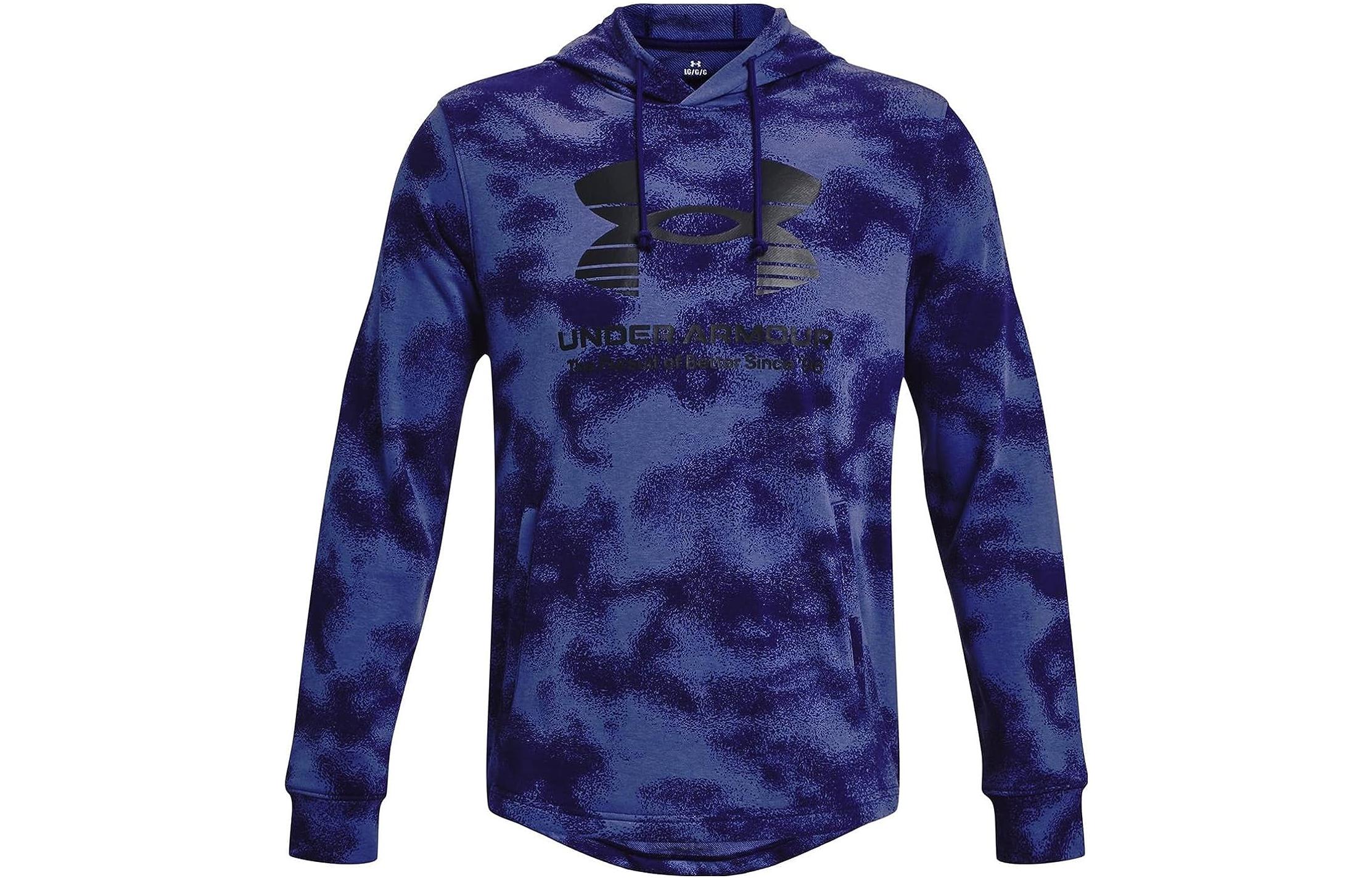 Under Armour UA Rival Terry All-Over Logo Print Hoodie Blue 1377185-468