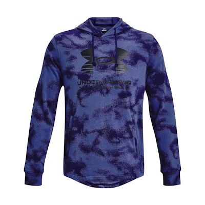 Under Armour UA Rival Terry All-Over Logo Print Hoodie Blue 1377185-468