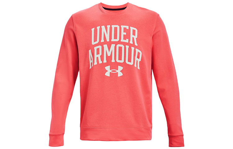 Under Armour UA Rival Terry Logo Casual Knit Pullover Crewneck Sweatshirt Men Venom Red 1361561-690