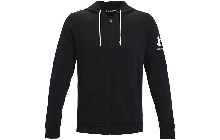 Under Armour UA Rival Terry Logo Printed Loose Training Hoodie Jacket Men’s Black 1361606-001