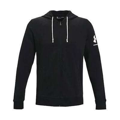 Under Armour UA Rival Terry Logo Printed Loose Training Hoodie Jacket Men’s Black 1361606-001