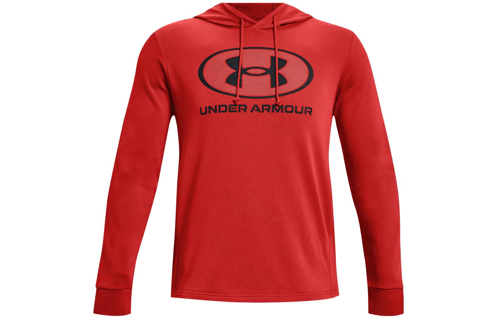 Under Armour UA Rival Terry Pullover Hoodie Men’s Shiny Red with Large Front Logo 1369470-839