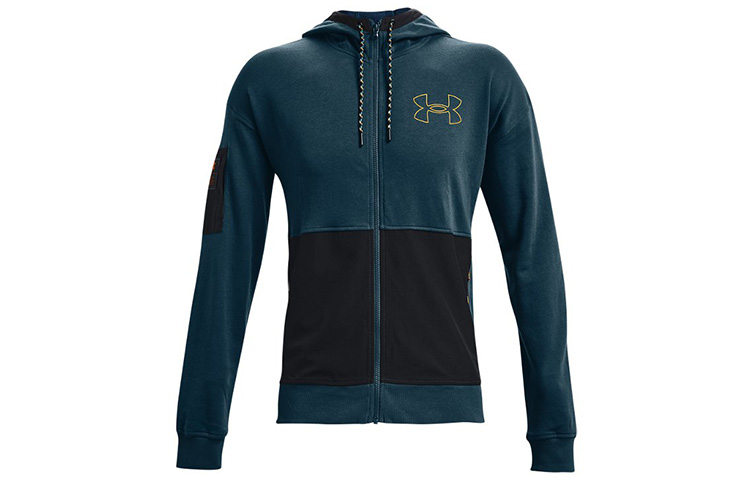 Under Armour UA Rival Terry Scribble Logo Casual Hoodie Jacket Dark Teal 1366406-413