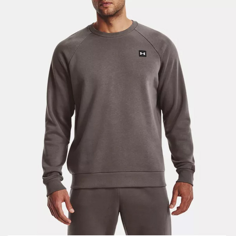 Shop Under Armour UA Rival Training Fleece Pullover Crewneck Sweatshirt Brown 1357096-176