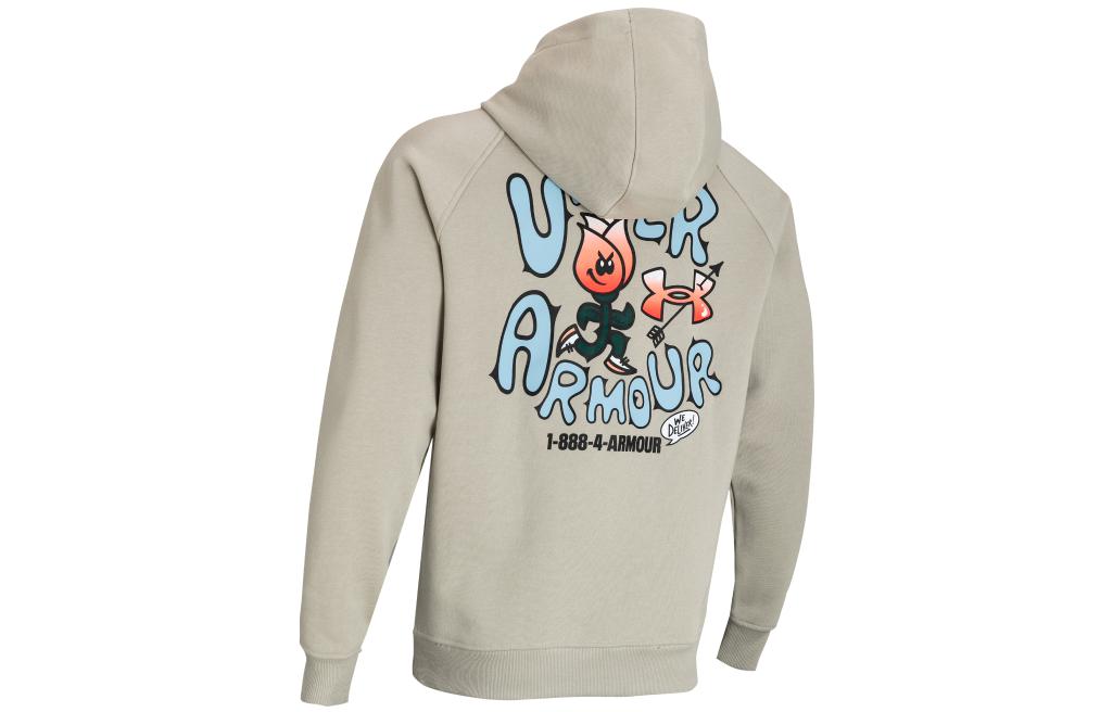 Under Armour UA Rose Letter Print Heavyweight Cotton Training Hoodie Brown 1379688-289