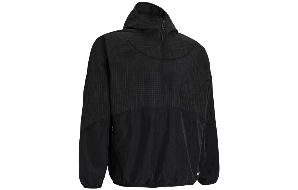Under Armour UA RUSH Black Half-Zip Hoodie Woven Training Sweatshirt 1379678-001