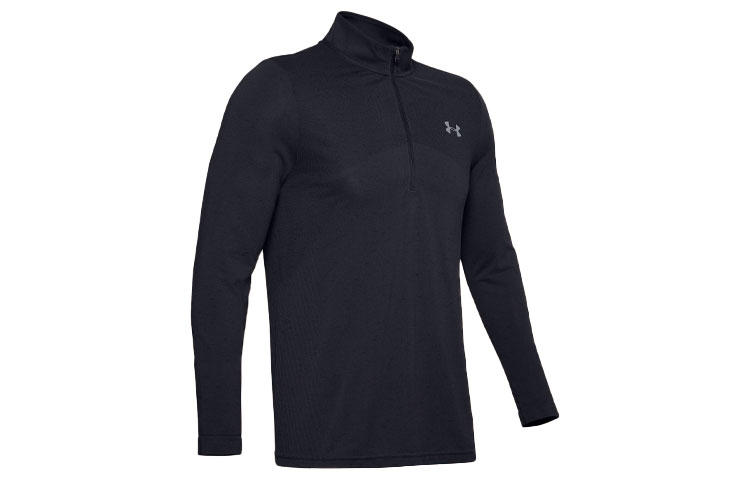 Under Armour UA Seamless Half-Zip Long Sleeve Sports T-Shirt - Black 1351452-001