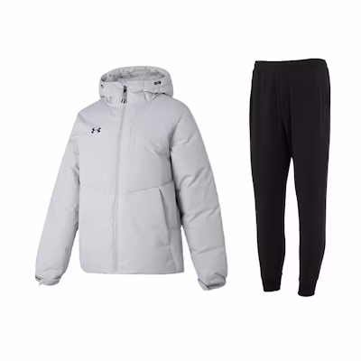 Under Armour UA Solid Color Hoodie Down Jacket & Knit Joggers Tracksuit Unisex. 23600801-009+23600704-001