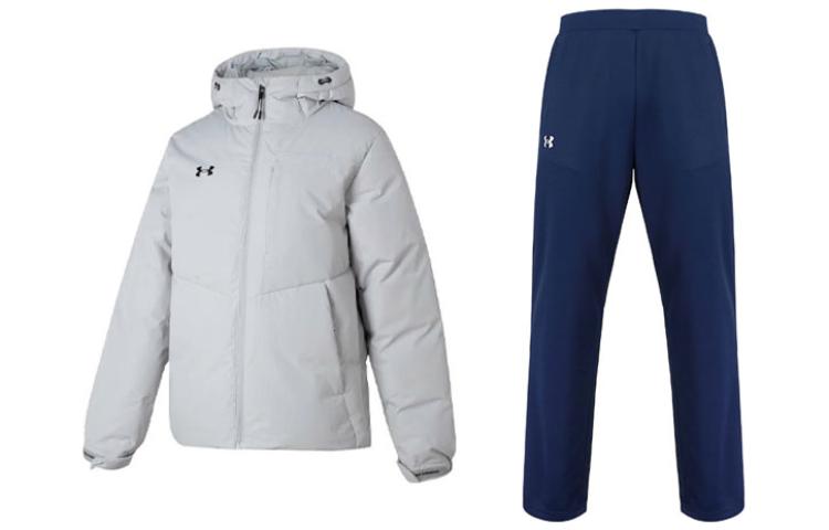 Under Armour UA Solid Color Hoodie Long-Sleeve Down Jacket Training Tracksuit Unisex Set 23600801-009+21500737-408