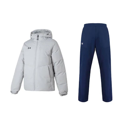 Under Armour UA Solid Color Hoodie Long-Sleeve Down Jacket Training Tracksuit Unisex Set 23600801-009+21500737-408