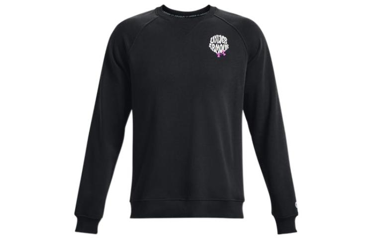 Under Armour UA Solid Color Letter Print Crewneck Pullover Sweatshirt Black 1373837-001