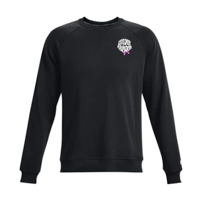 Under Armour UA Solid Color Letter Print Crewneck Pullover Sweatshirt Black 1373837-001