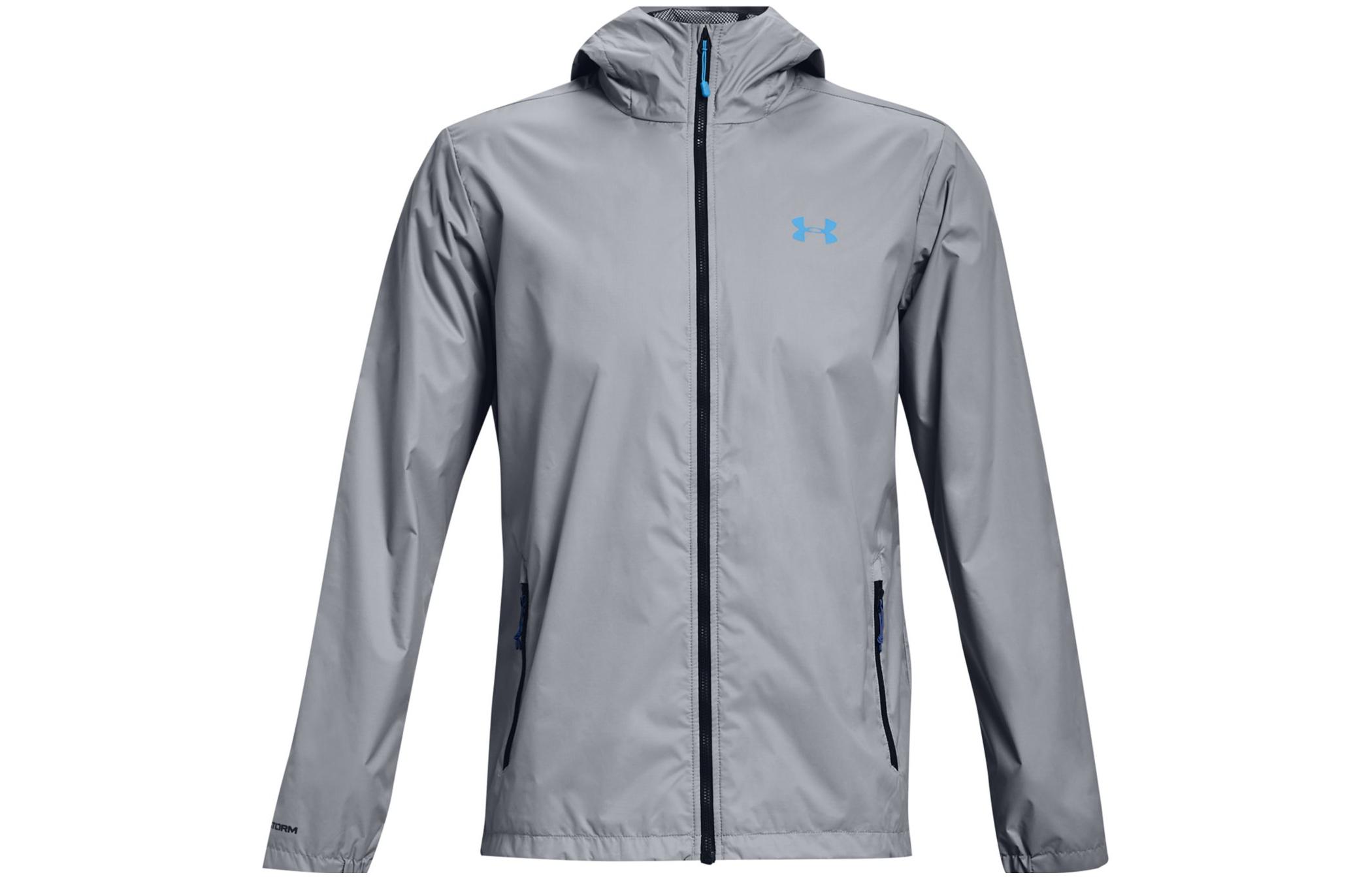 Under Armour UA Solid Color Logo Print Zip-Up Hoodie Jacket Men’s Grey 1321439-035