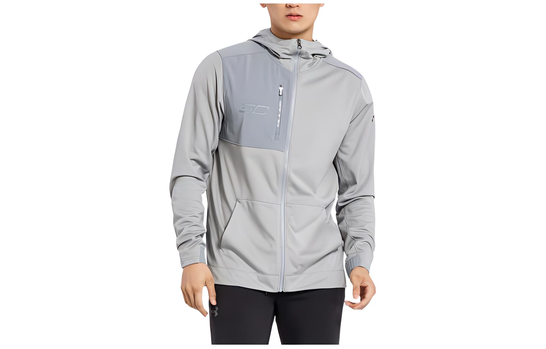 Under Armour UA Solid Color Logo Zip-Up Hoodie Jacket Men’s Grey 1298372-025