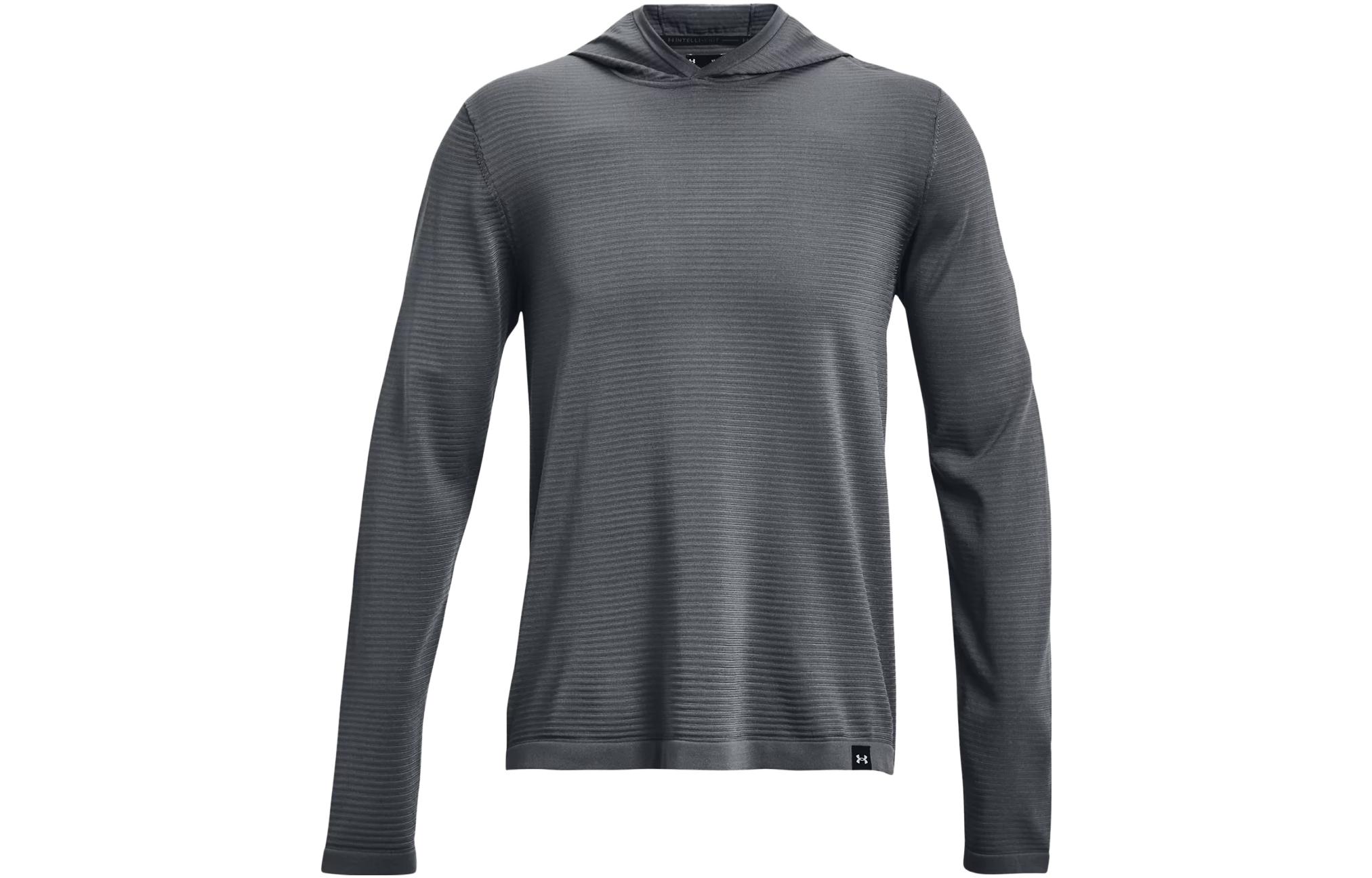 Under Armour UA Solid Color Thumbhole Hoodie Long-Sleeve Tee Pink Gray 1375075-012